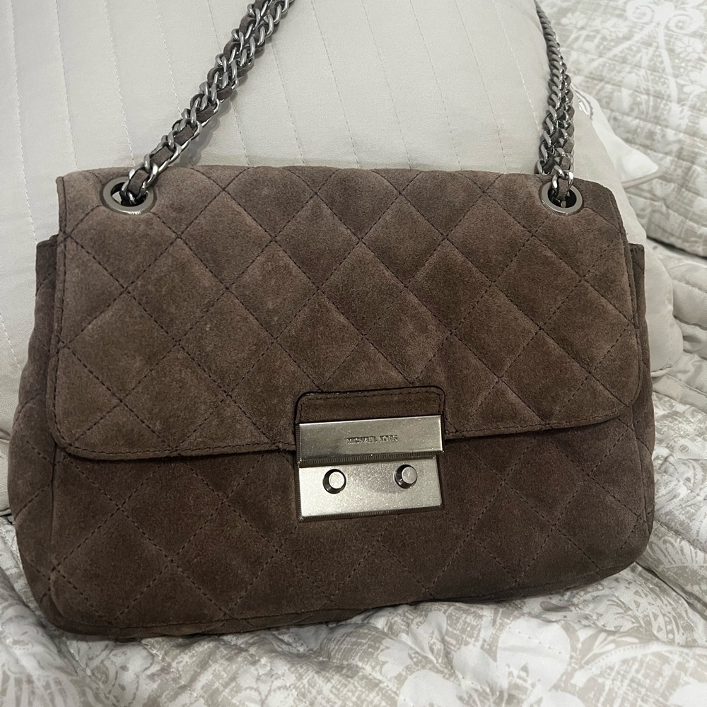Michael Kors “Sloan” quilted convertible suede bag